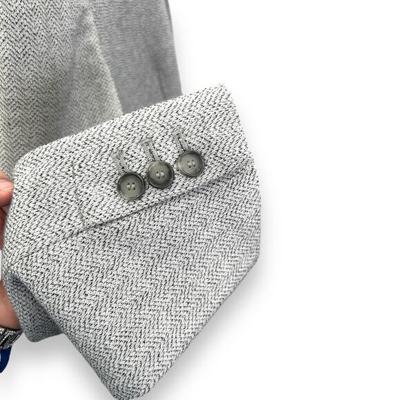 Ann Taylor Loft Blazer Size 16 Light Gray Chevron Knit Casual Career Suit Jacket - Picture 8 of 10